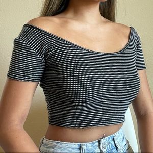 💗 F21 Striped Crop Top